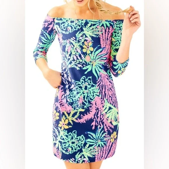 lilly pulitzer laurana off the shoulder dress Lilly Pulitzer | Dresses | Lilly Pulitzer Laurana Off The Shoulder Dress In  Indigo All A Glow Print
